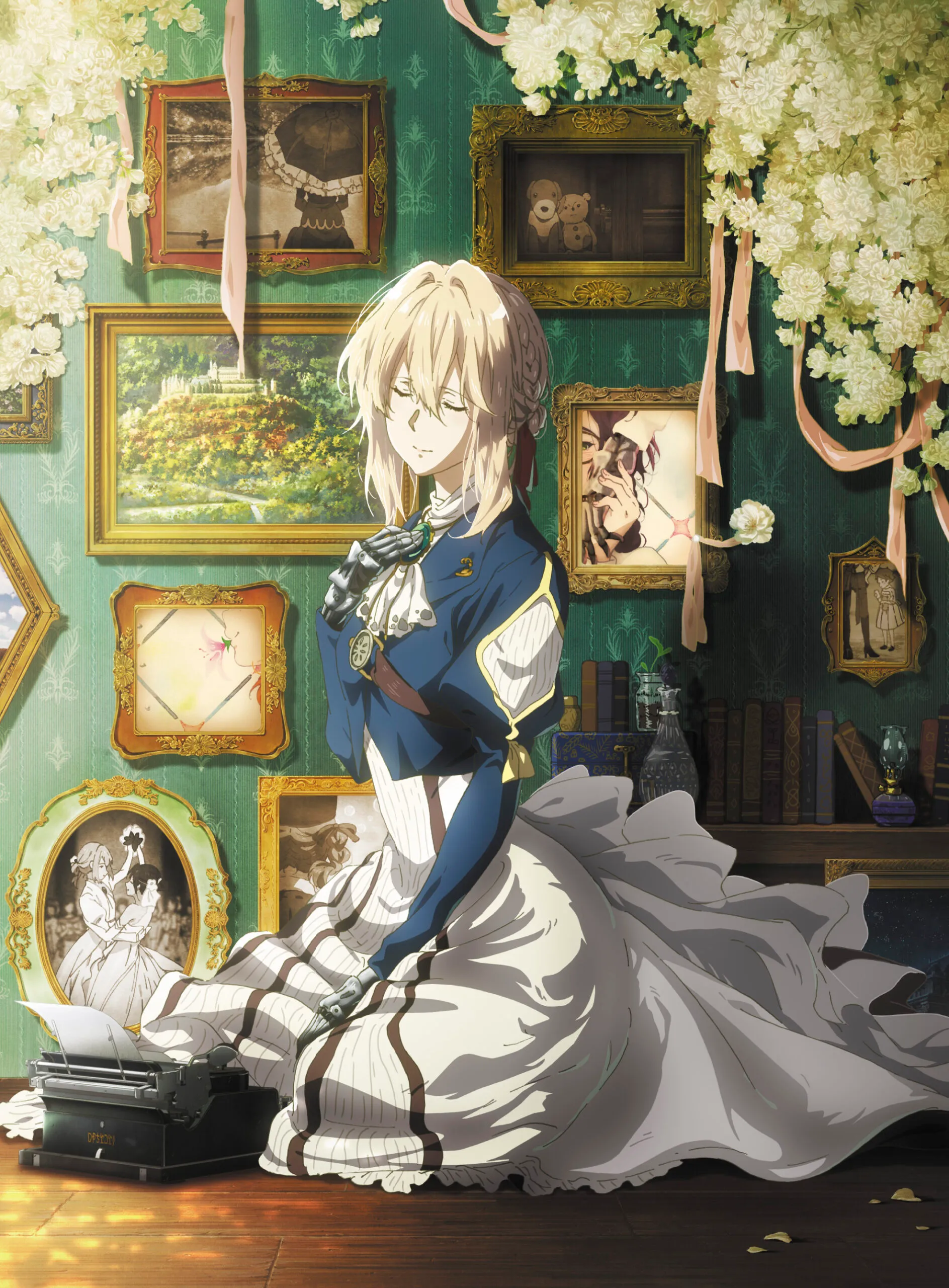 Element Hero of Violet Evergarden seated with eyes closed